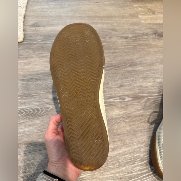 Rothy's The Lace Up sneakers in a cream/vanilla color with gum outsoles - Picture 8 of 12